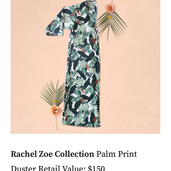 RACHEL ZOE Pretty in Palm Leaf Print Duster OS - Picture 2 of 4